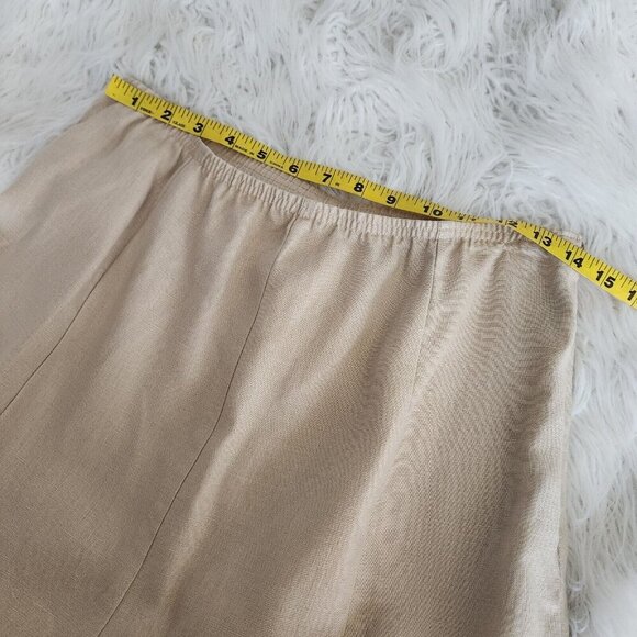 Bechamel Women's 12 Large 100% Linen Maxi Skirt Pull on‎ Beige Elastic Side Zip - Picture 5 of 11